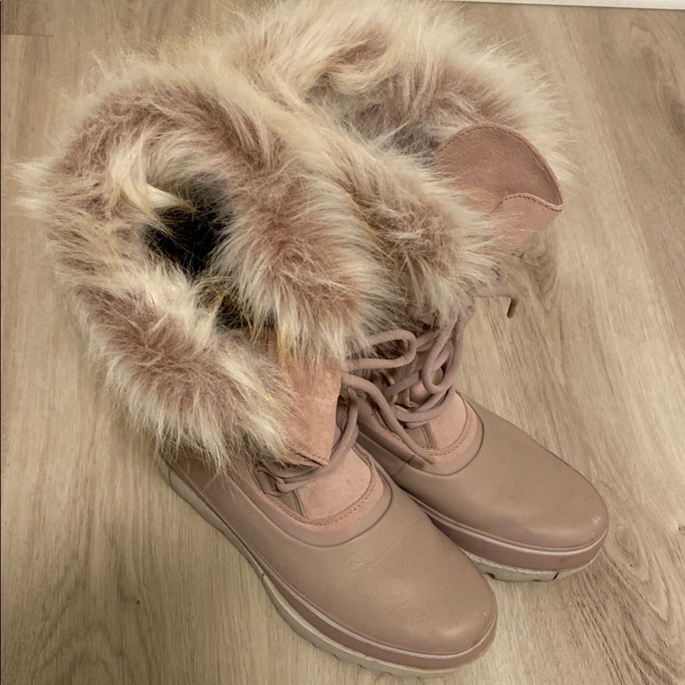 Sorel Pink Winter Rain Boots with Fur Trim
